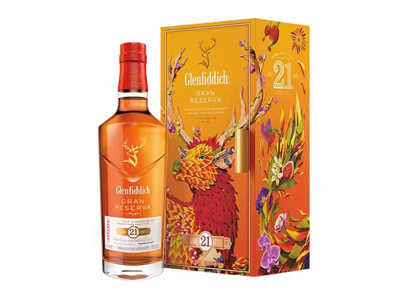 同城回收格兰菲迪21年700ml福鹿生花新年装福鹿呈祥新春礼盒装Glenfiddich苏格兰威士忌